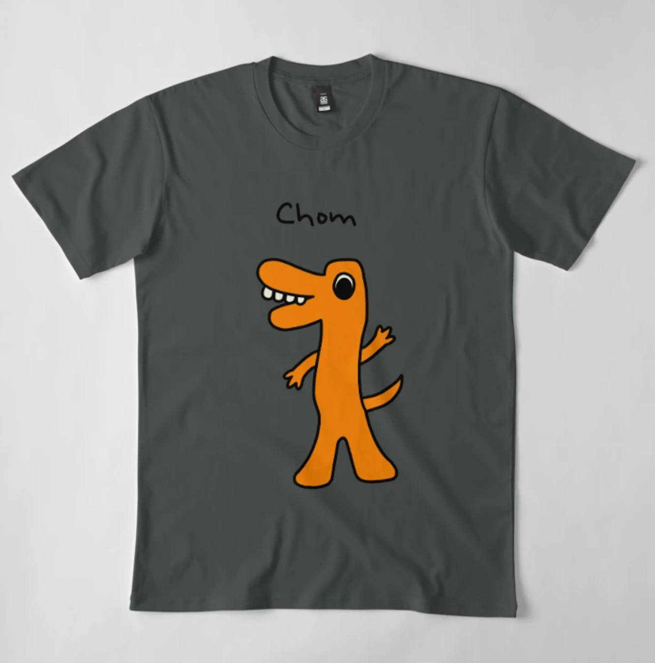 Chom the Dino Premium Graphic Tees -  Heather Grey, Dark Gray