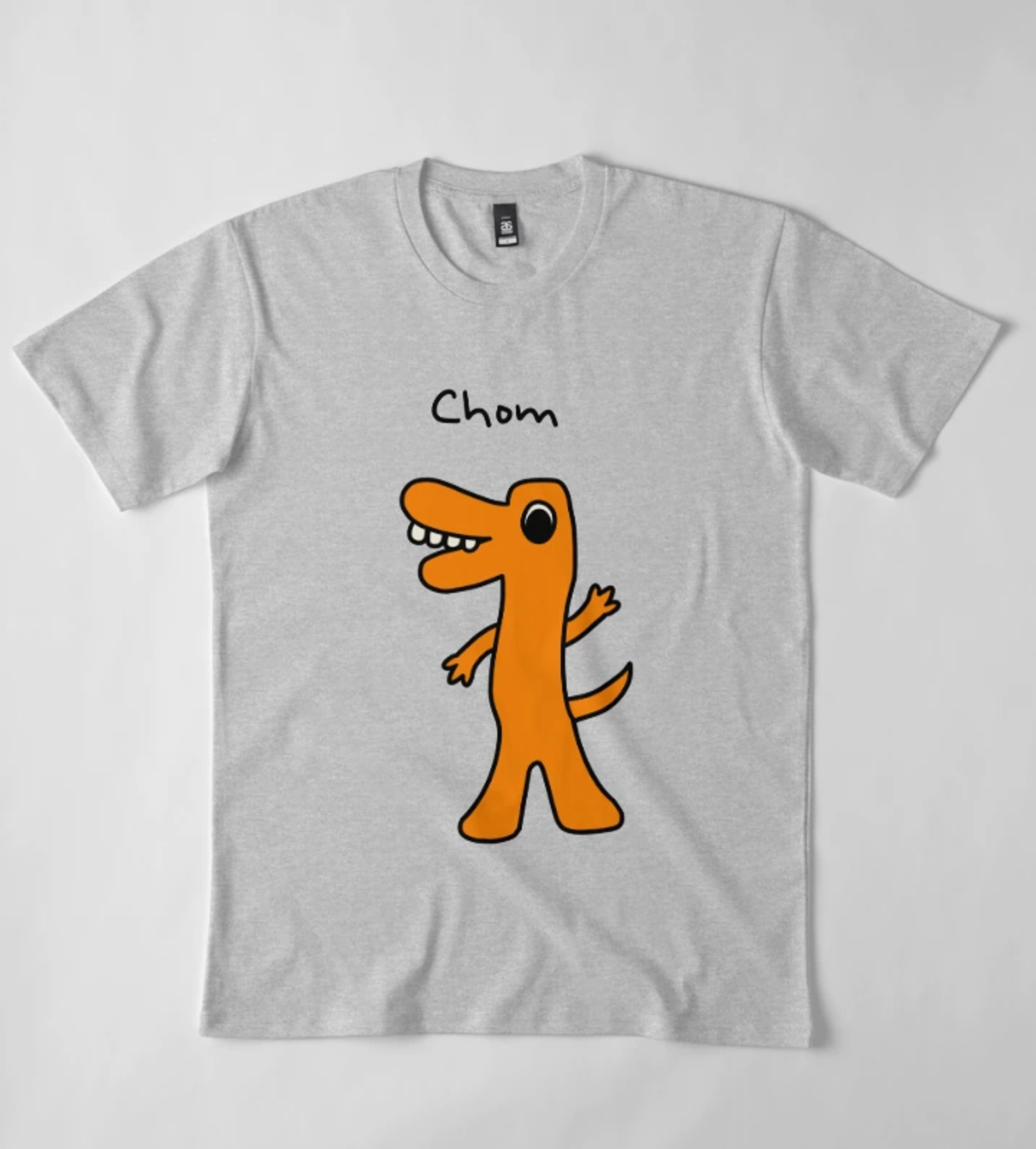 Chom the Dino Premium Graphic Tees -  Heather Grey, Dark Gray
