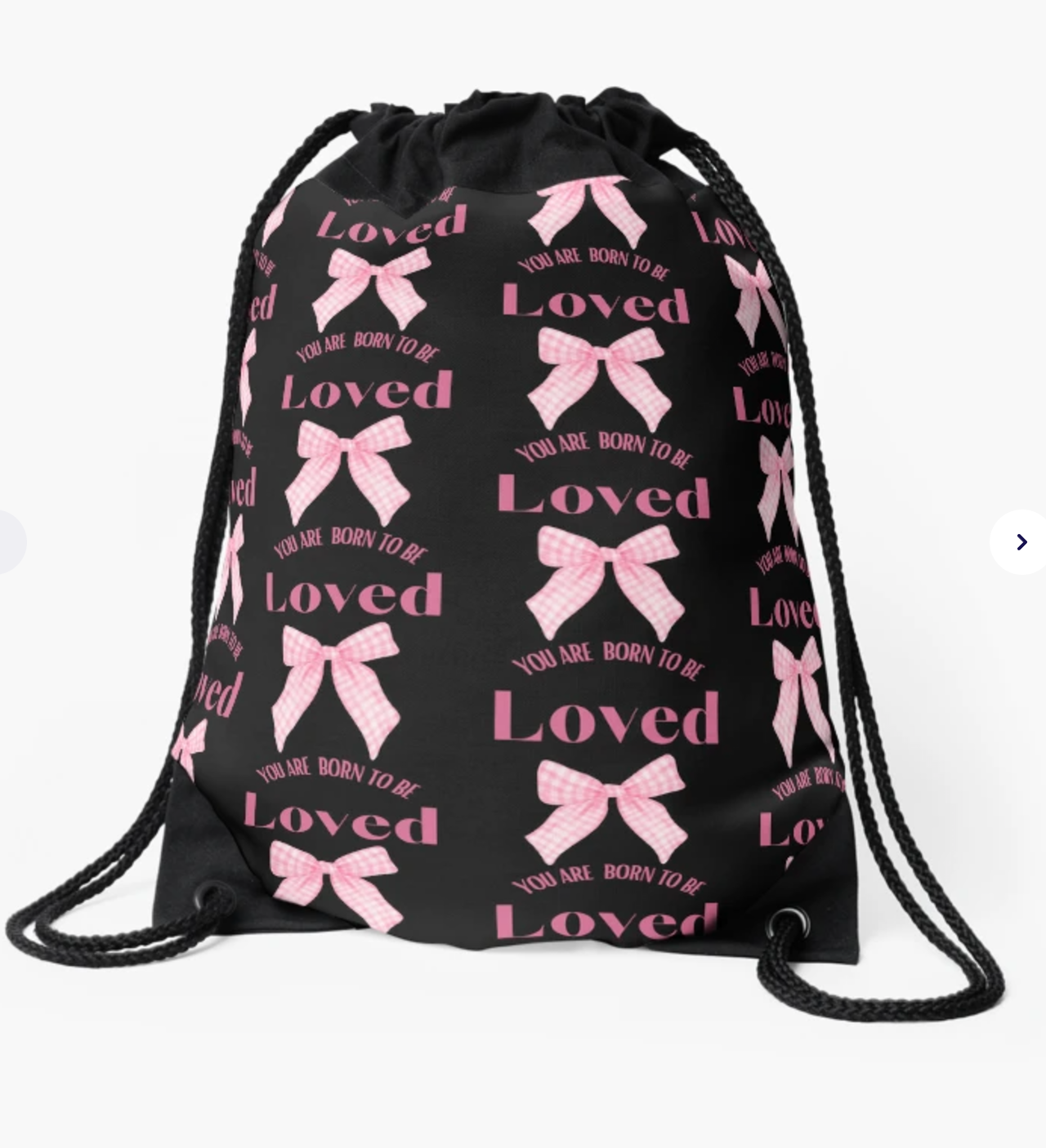 Pink Ribbon Collection - You are born to be loved Drawstring Bag